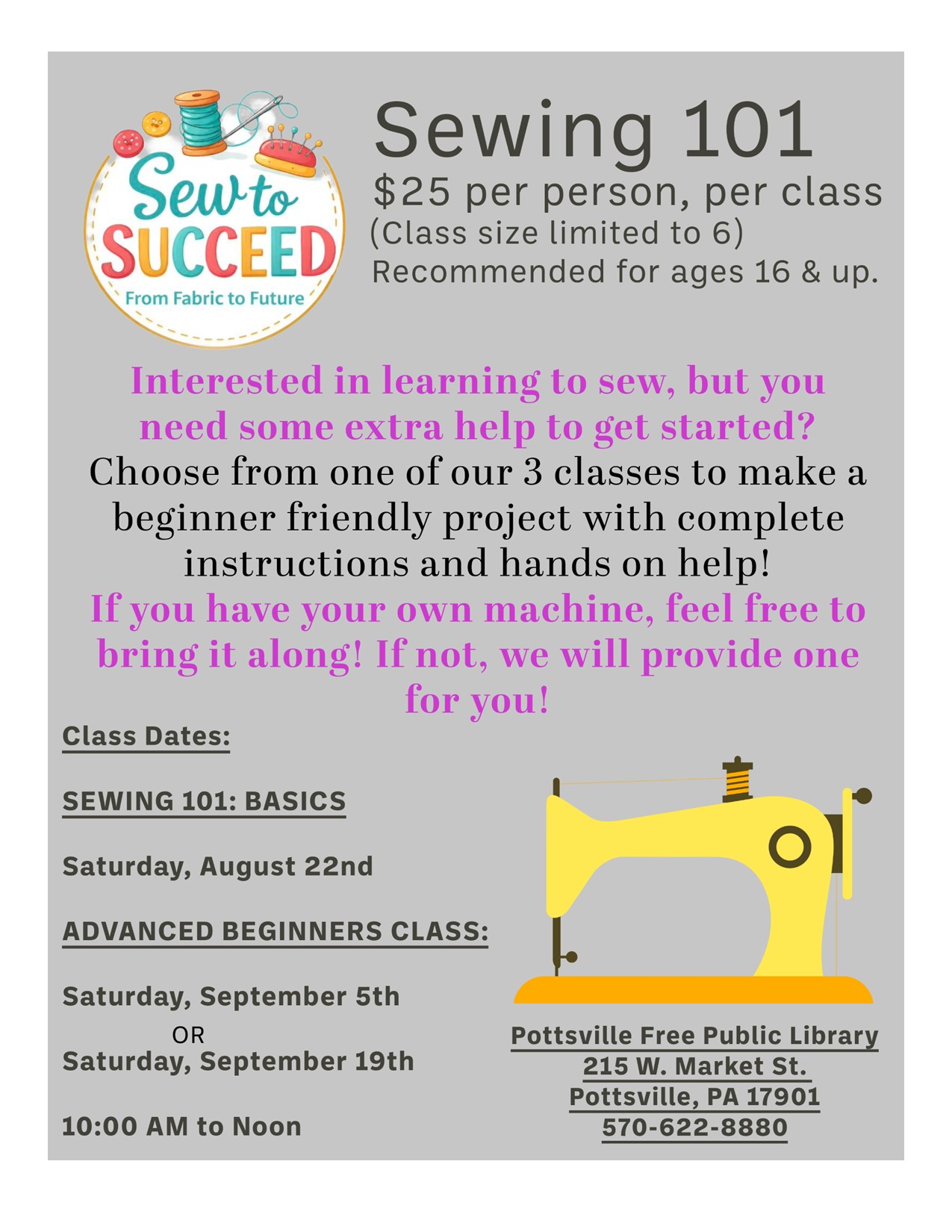 Sewing 101 with Sew to Succeed